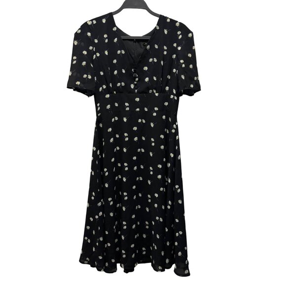 Alexia Admor Floral Black Midi Dress With Puff Sleeves Size 6 - Picture 2 of 8